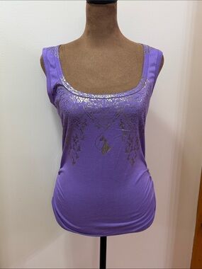 Baby Phat Purple Gold Cats Graphic Logo Tee. Size Medium. NWOT